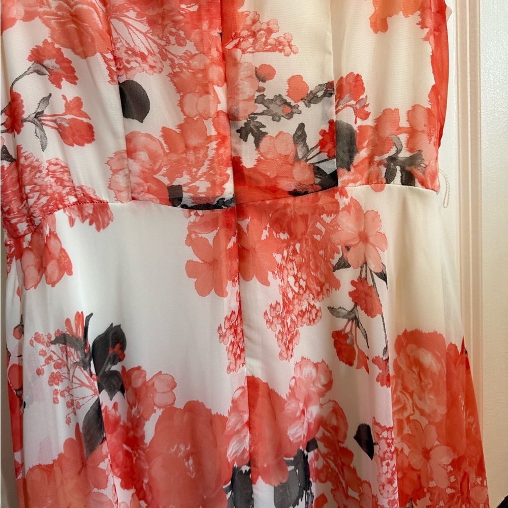 Karin Stevens Coral and Black Floral Maxi Dress - Picture 9 of 10